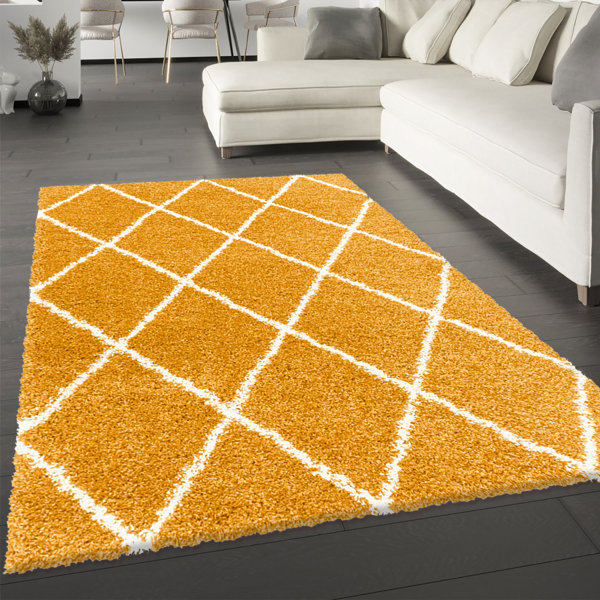 Viva Rugs Mustard Fluffy Rug Yellow Shaggy Soft Thick Large Small